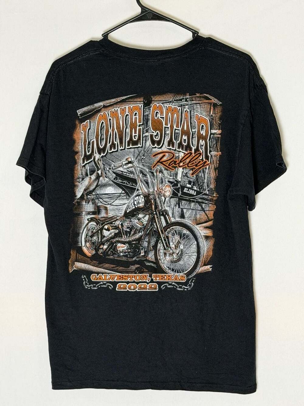 Gildan Lone Star Rally Galveston Texas 2022 T-Shirt Black Motorcycle